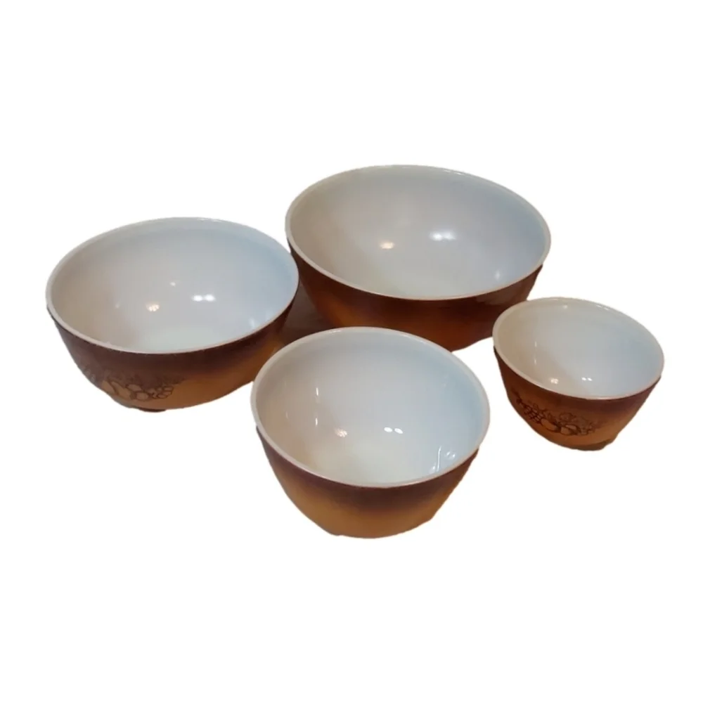 VINTAGE PYREX OLD ORCHARD‎ 1950'S FRUIT MIXING BOWL SETS OF 4